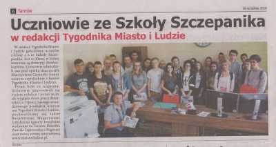 Uczniowie klasy medialnej w redakcji tygodnika „Miasto i Ludzie”