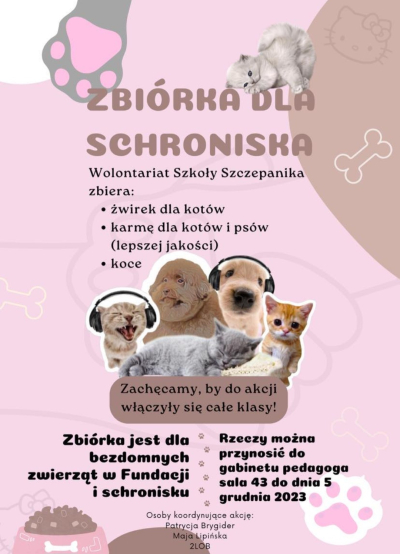 Zbiórka dla schroniska