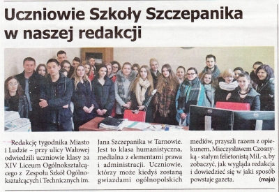 Klasa medialna 2 a LO odwiedziła redakcję tygodnika „MiL”