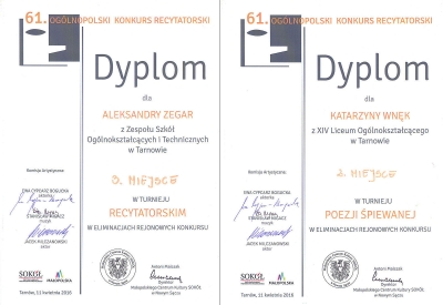 61. Ogólnopolski Konkurs Recytatorski - sukces Naszych uczennic!