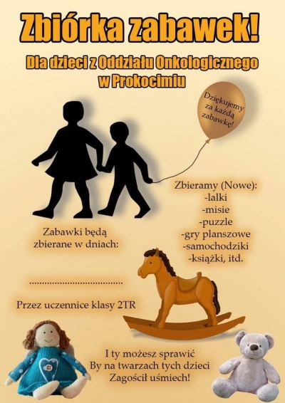 Zbiórka zabawek dla dzieci z oddziału onkologicznego w Uniwersyteckim Szpitalu Dziecięcym w Krakowie.