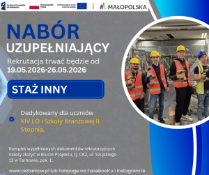 Nabór na STAŻ INNY CKZ w Tarnowie dla uczniów XIV LO